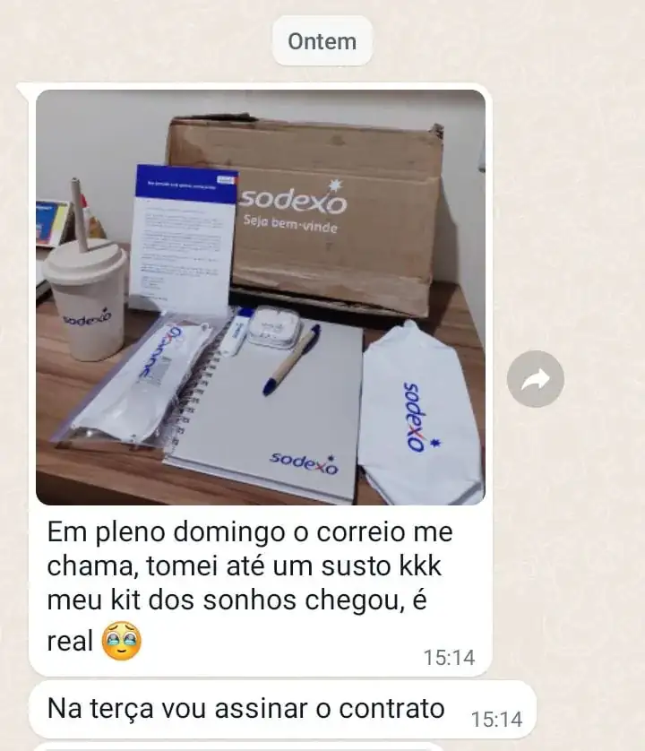 Depoimento de aluna contratada pela Sodexo